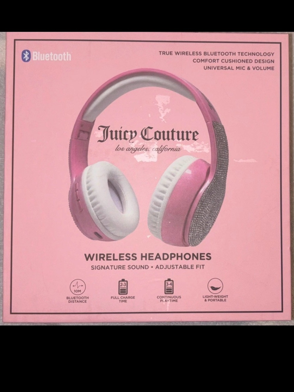 New Juicy Couture Wireless Headphones Bedazzled Gems Pink Bluetooth Electronics